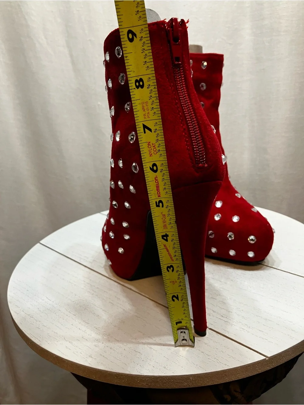Scene Weaver Red Studded Suede Platform Ankle Booties New in box